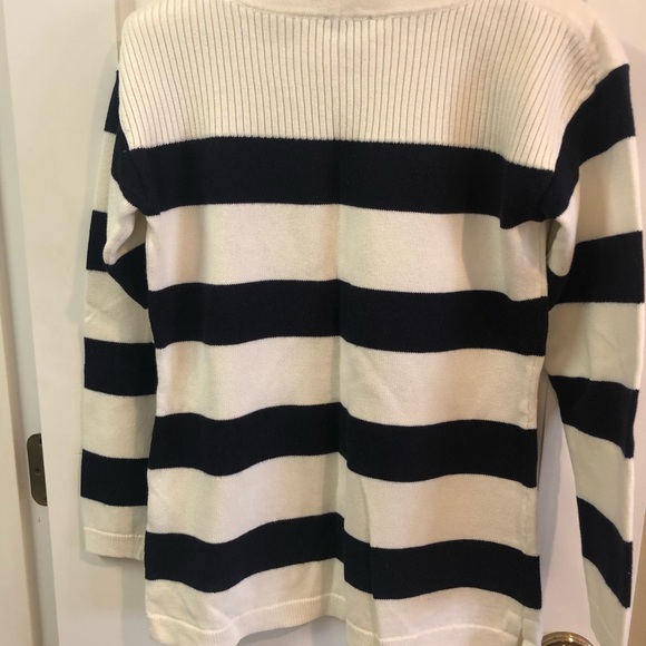 Talbots navy and white stripe boatneck sweater - Picture 2 of 4